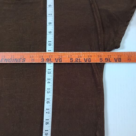 Donna Toran M Top 🤎 Brown Raglan Sleeve Stretchy Casual Side Slit Blouse - Picture 11 of 13